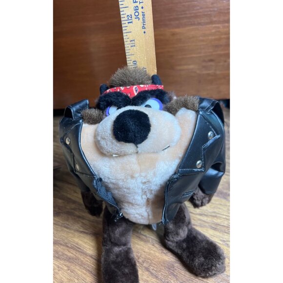 Looney Tunes Tasmanian Devil 10" Plush Biker Stuffed Animal Toy 24K Vintage 1992 - Picture 5 of 7